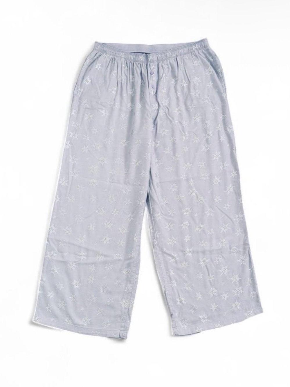 PINK Victoria's Secret Light Gray Pajama Pants with White Snowflake Print